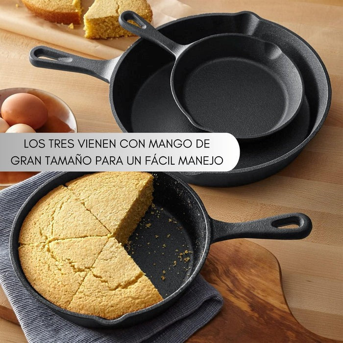 SET 3 SARTEN HIERRO FUNDIDO