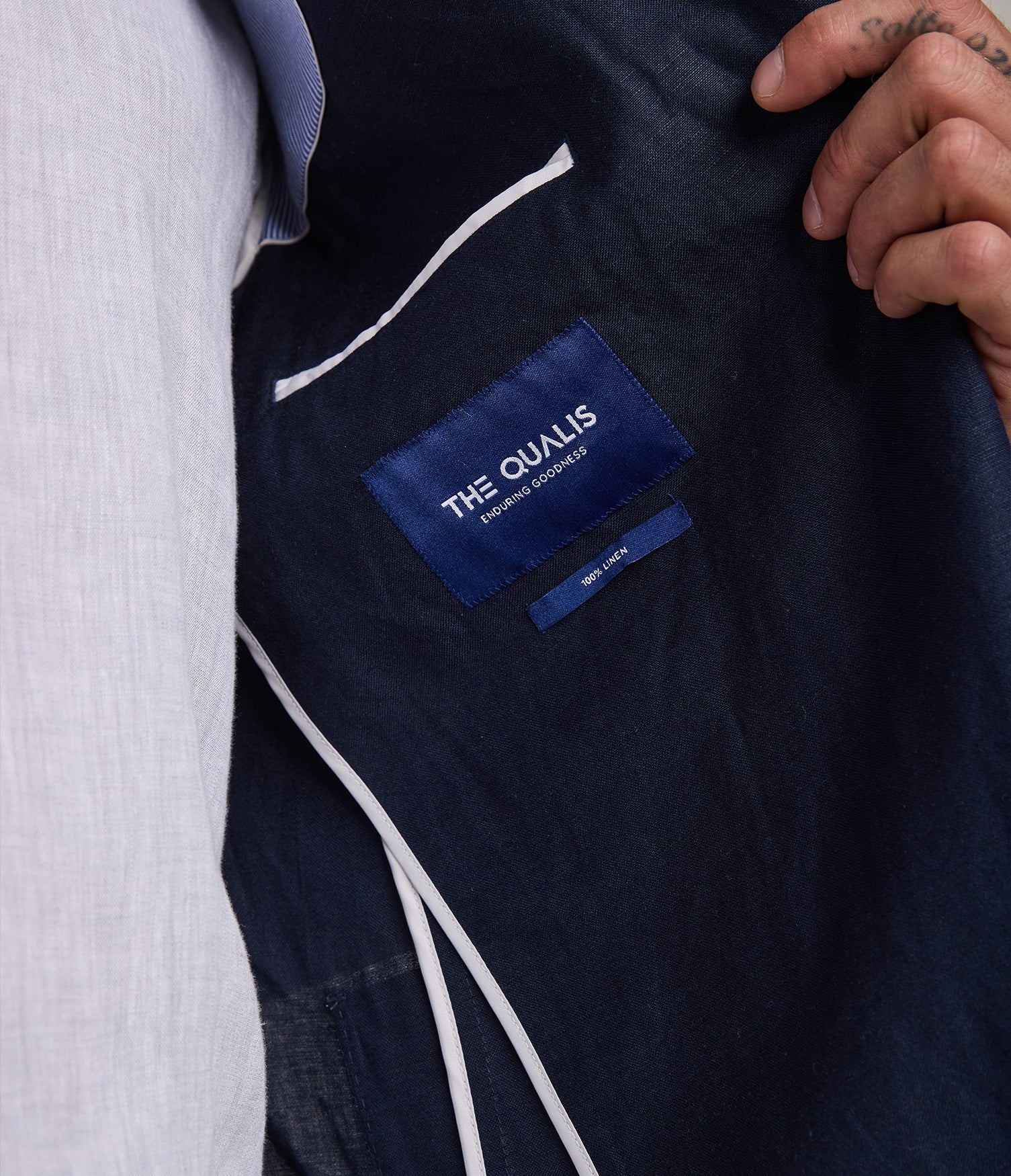 Blazer Hombre 100% Lino Azul Marino