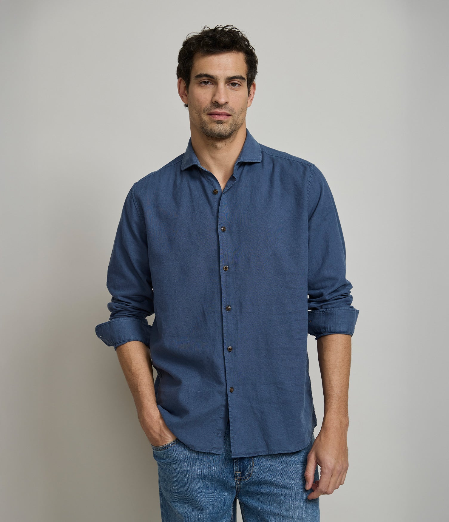 Camisa Hombre Silven M/Larga Azul