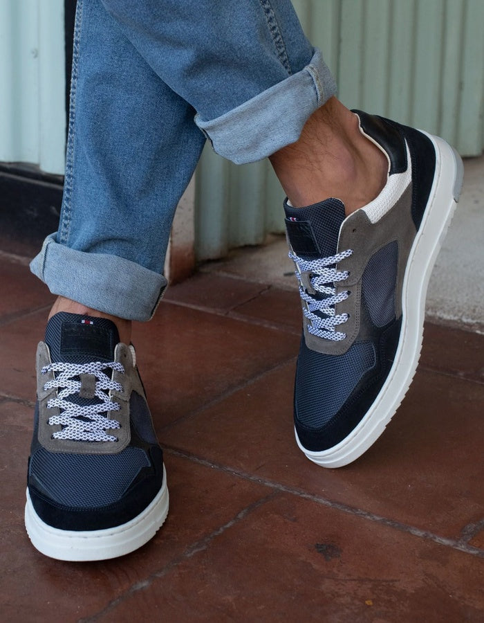 BULLBOXER ZAPATILLAS HOMBRE CUERO Y TEXTIL KAI-0-11 AZUL