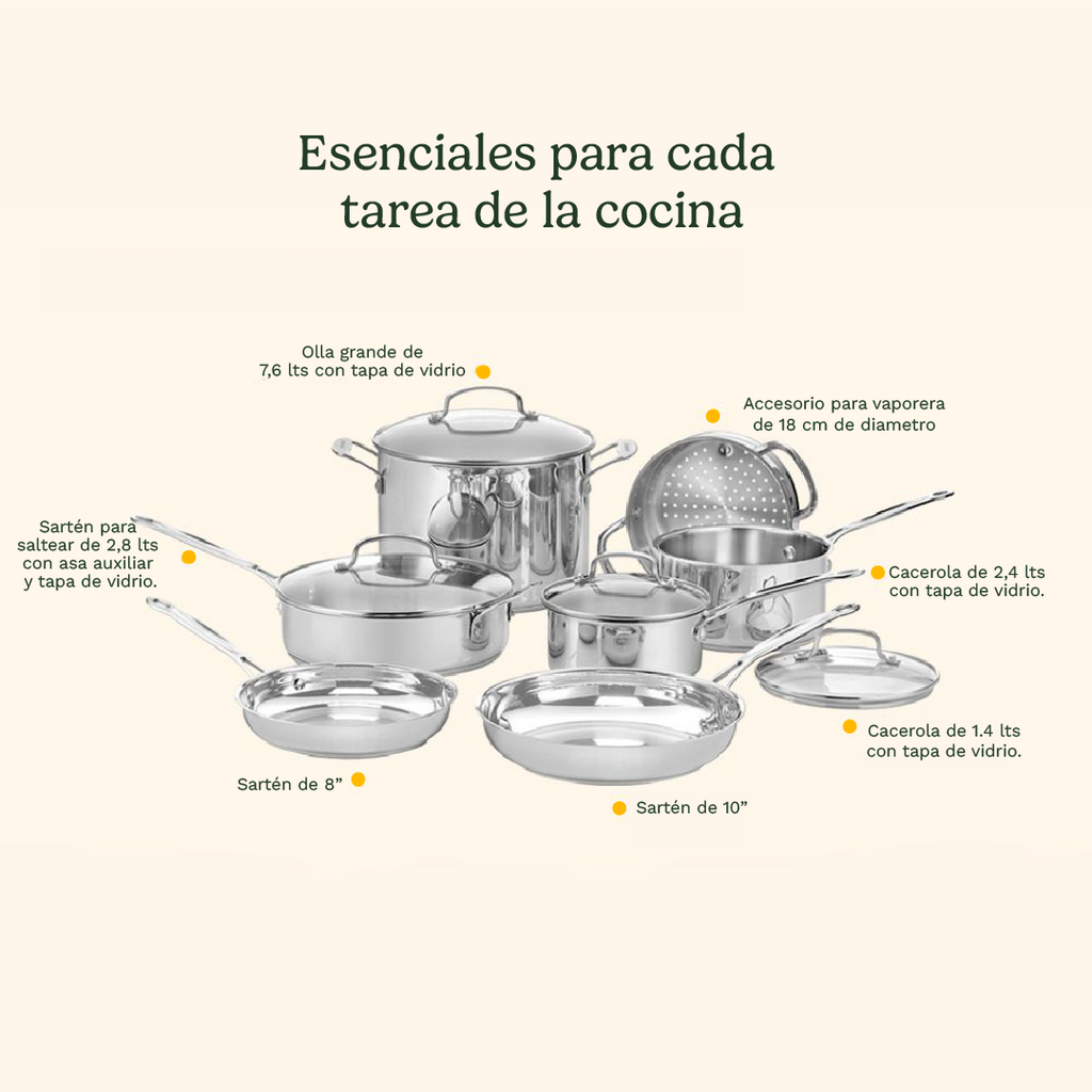 Set de Ollas de Acero Inoxidable de 11 piezas Chef ́s Classic