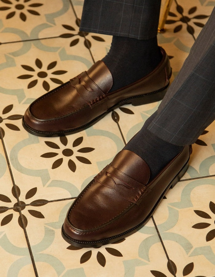 MOCASINES HOMBRE SUELA CUERO MOC ARG-5-77 BURDEOS