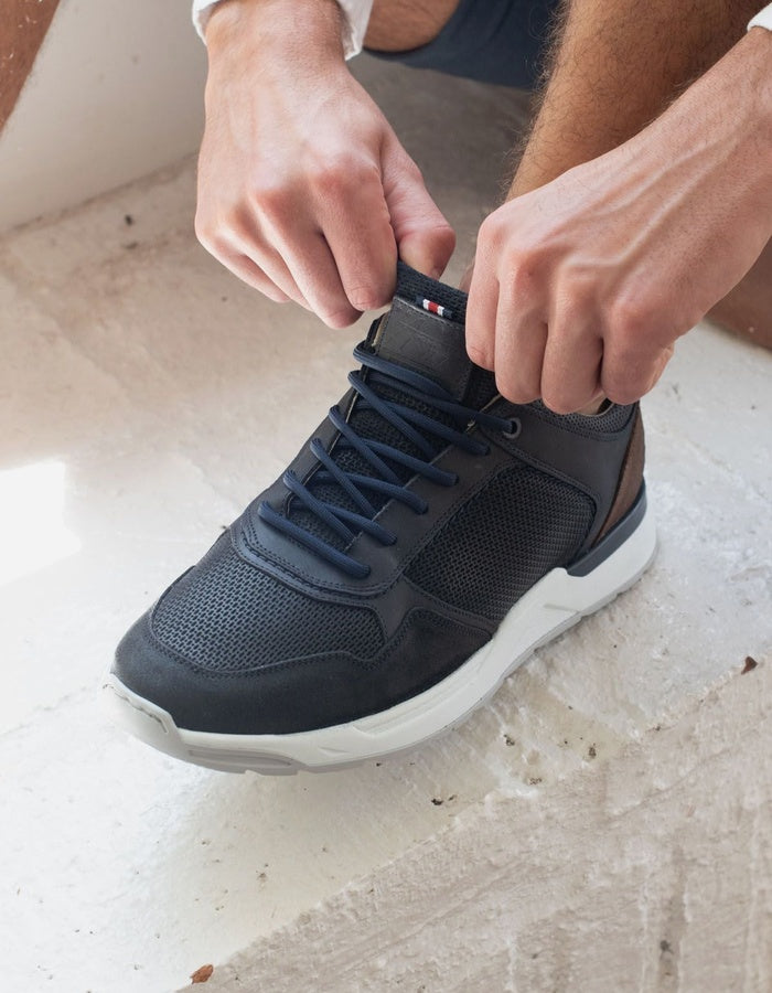 BULLBOXER ZAPATILLAS HOMBRE CUERO Y TEXTIL OMIS-0-73 AZUL