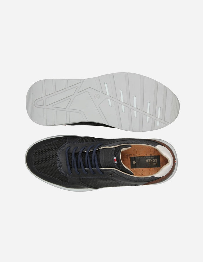 BULLBOXER ZAPATILLAS HOMBRE CUERO Y TEXTIL OMIS-0-73 AZUL