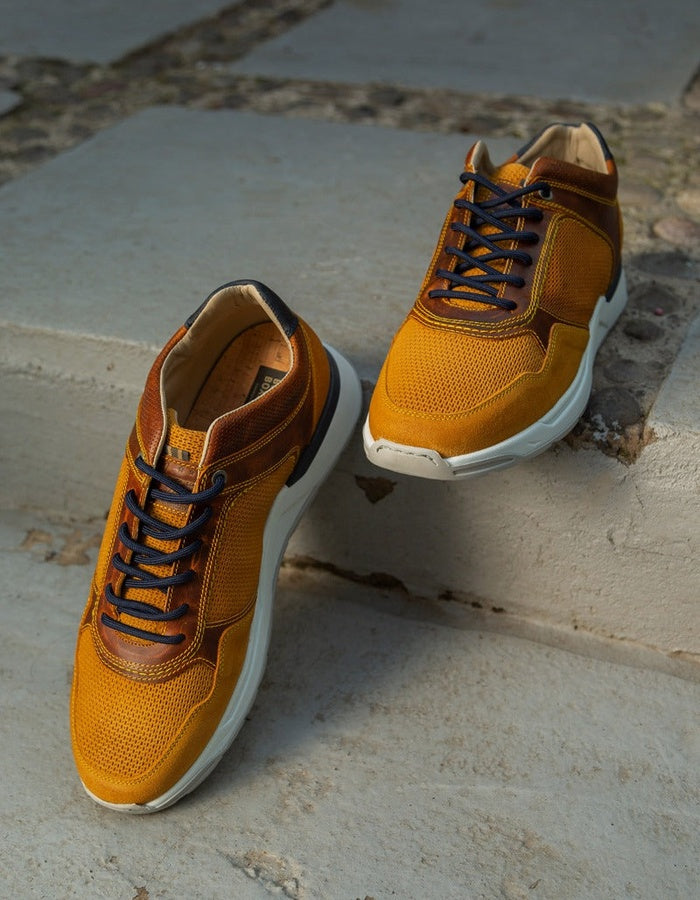 BULLBOXER ZAPATILLAS HOMBRE CUERO OMIS-0-73 MOSTAZA