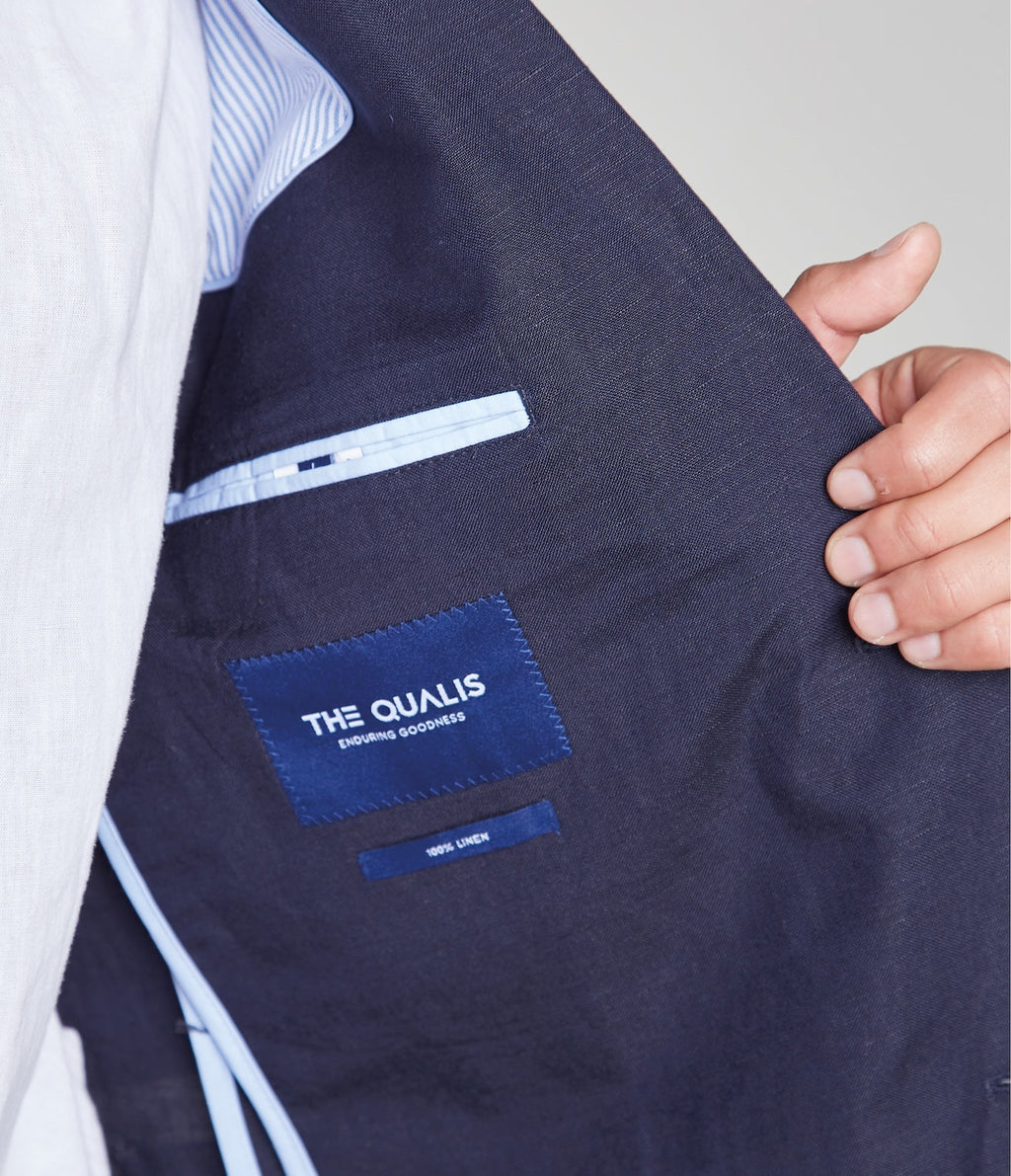 Blazer Hombre 100% Lino Azul Marino