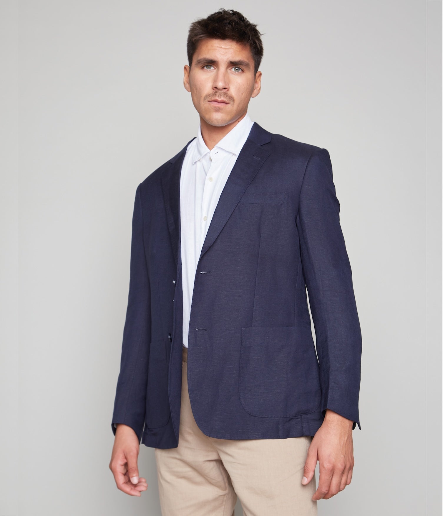 Blazer Hombre 100% Lino Azul Marino