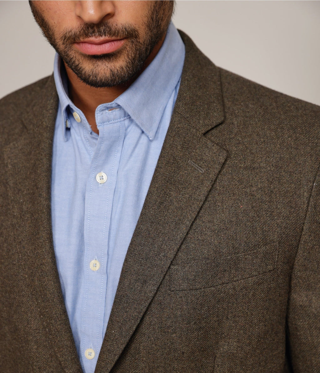 Blazer Hombre Lana Premium Dan Verde Militar