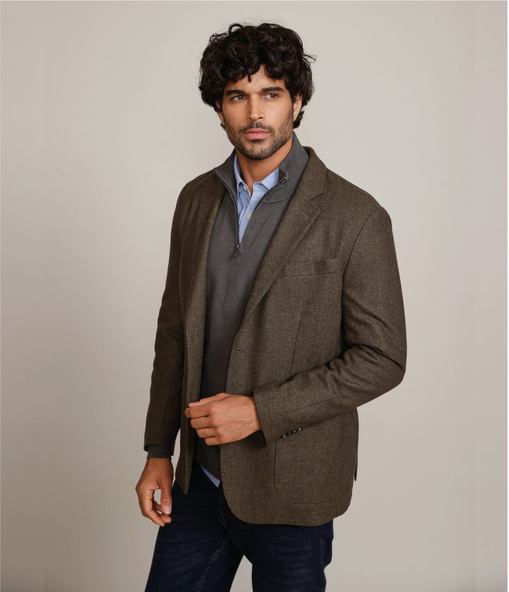 Blazer Hombre Lana Premium Dan Verde Militar