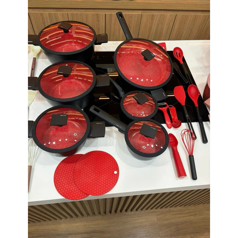 ¡Gran promoción! Juego de utensilios de cocina de cerámica italiana de 22 piezas. Recibe gratis una vajilla de 30 piezas y un juego de cubiertos de 24 piezas.