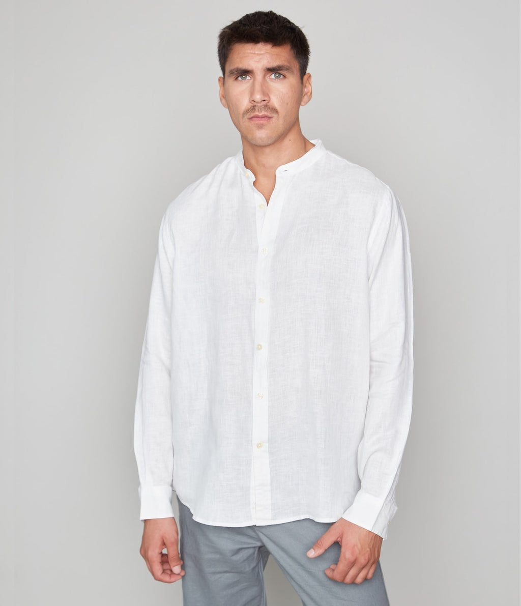 Camisa Hombre Lino Saonna M/Larga Blanca