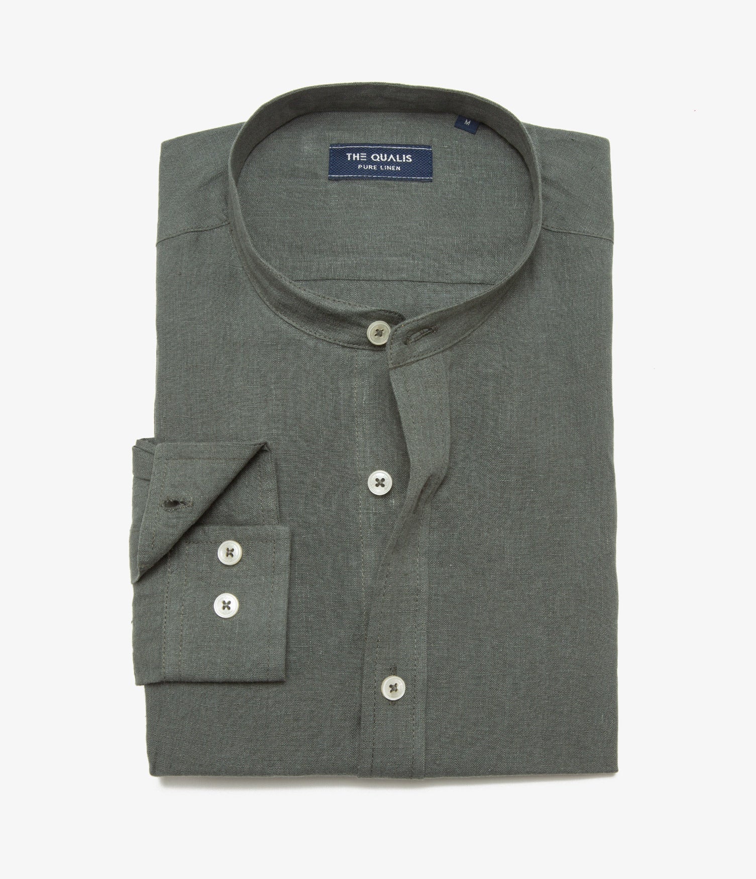 Camisa Hombre Lino Saonna M/Larga Verde Oscuro