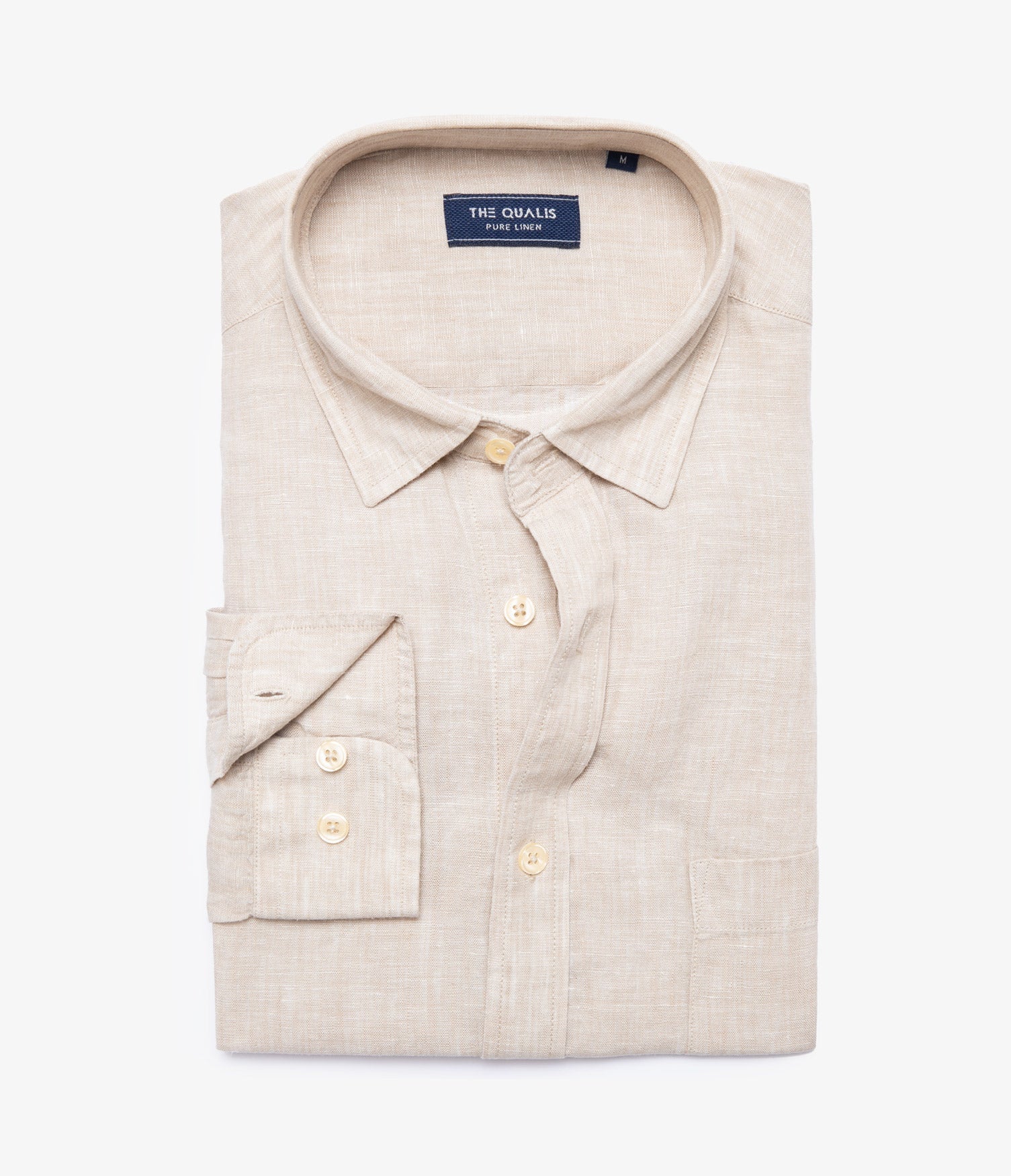 Camisa Hombre 100% Lino Saint Manga larga Beige