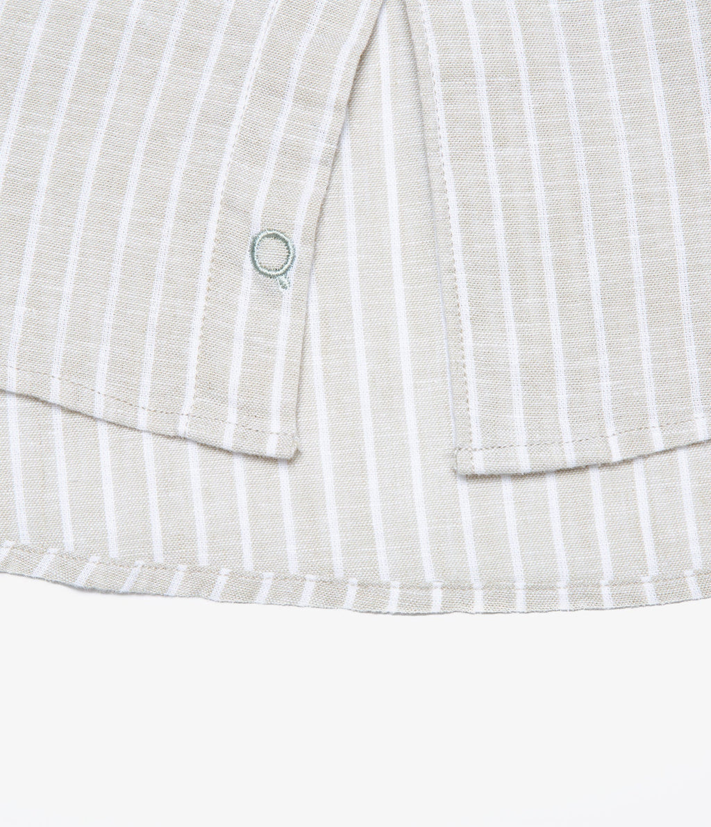 Camisa Hombre Lino Rayas Beige