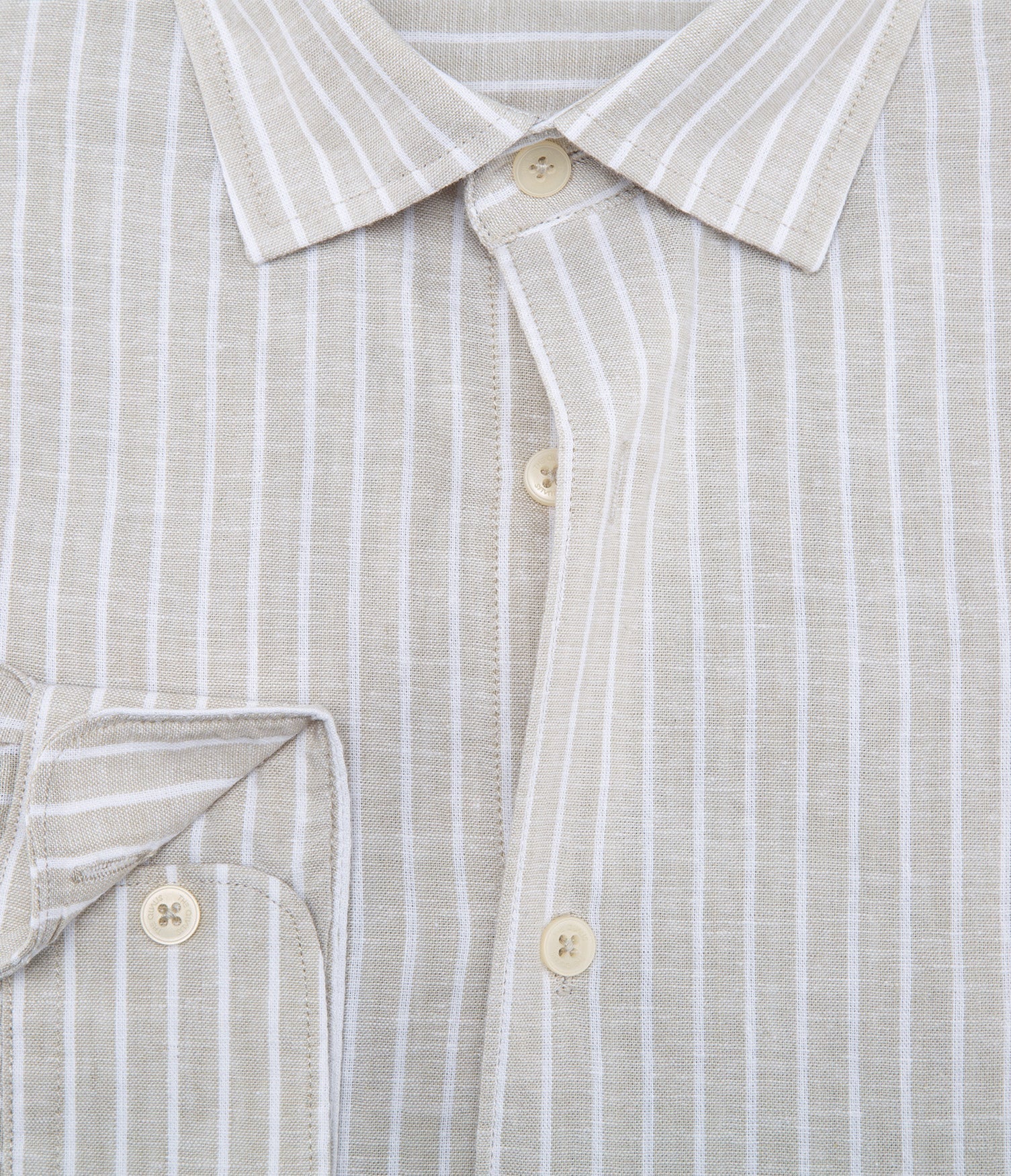 Camisa Hombre Lino Rayas Beige