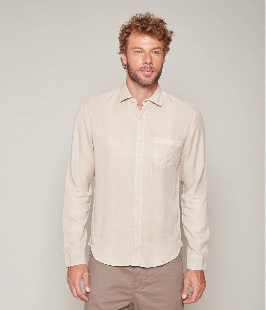Camisa Hombre Lyocell Beige