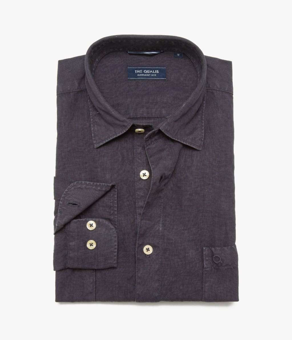 Camisa Hombre Overshirt Lino Azul Marino