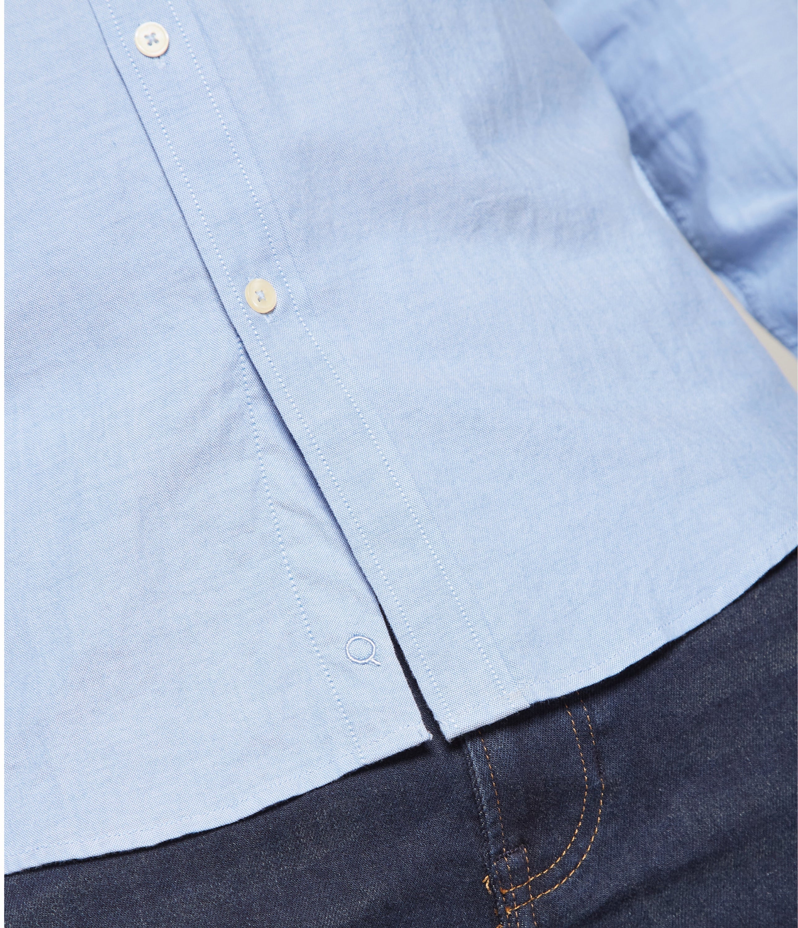 Camisa Hombre Algodón Oxford M/Larga Azul Claro