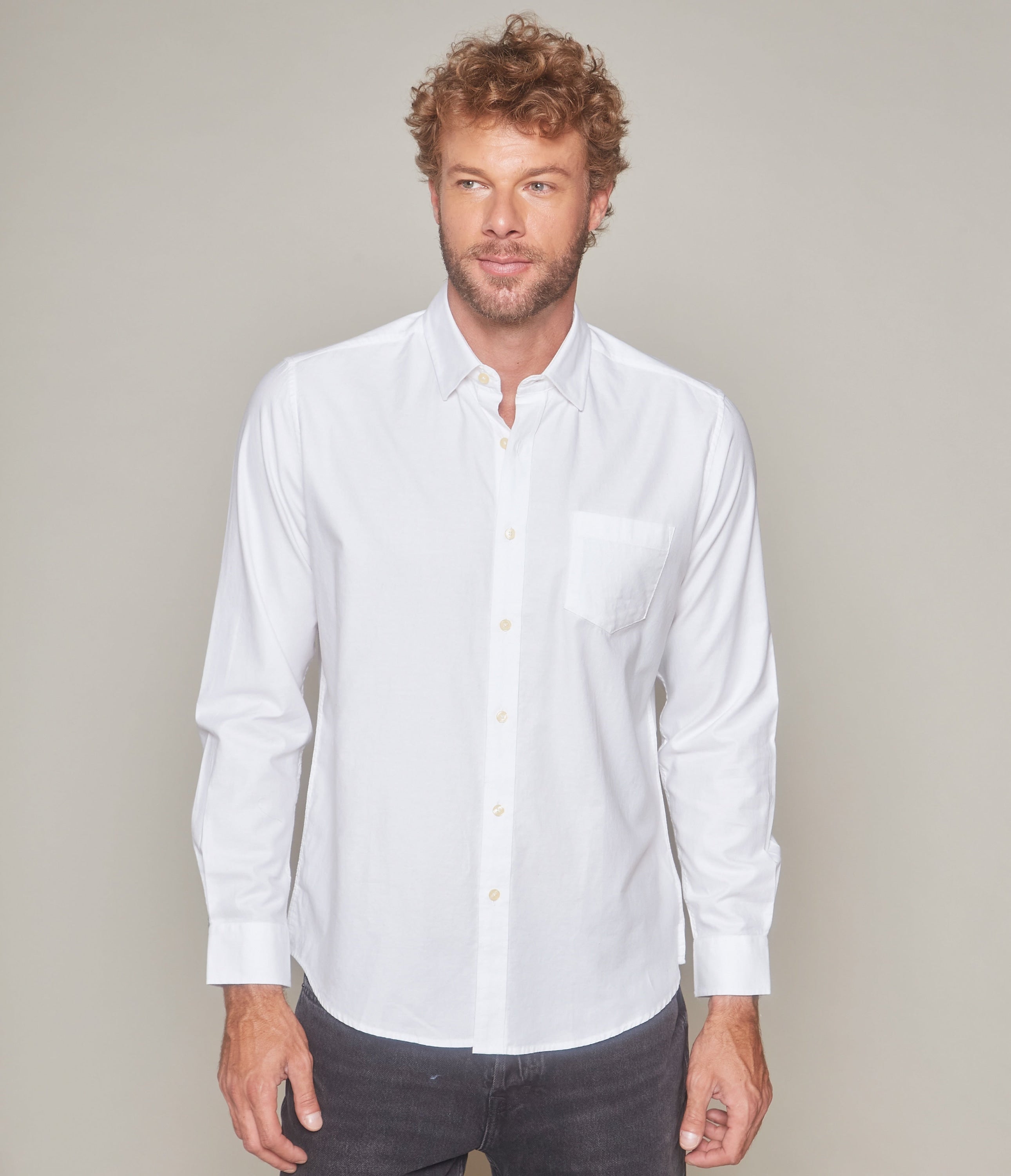 Camisa Hombre Algodón Oxford M/Larga Blanco