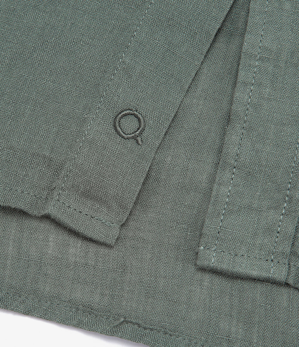 Camisa Hombre Lino Soria Verde Oscuro