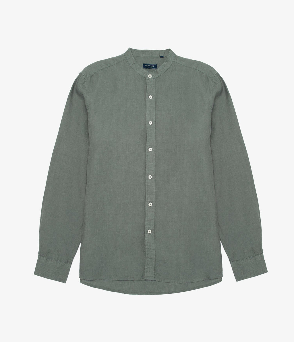 Camisa Hombre Lino Soria Verde Oscuro