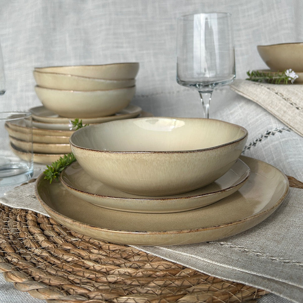 Set Vajilla 18 Piezas Ceramica Beige